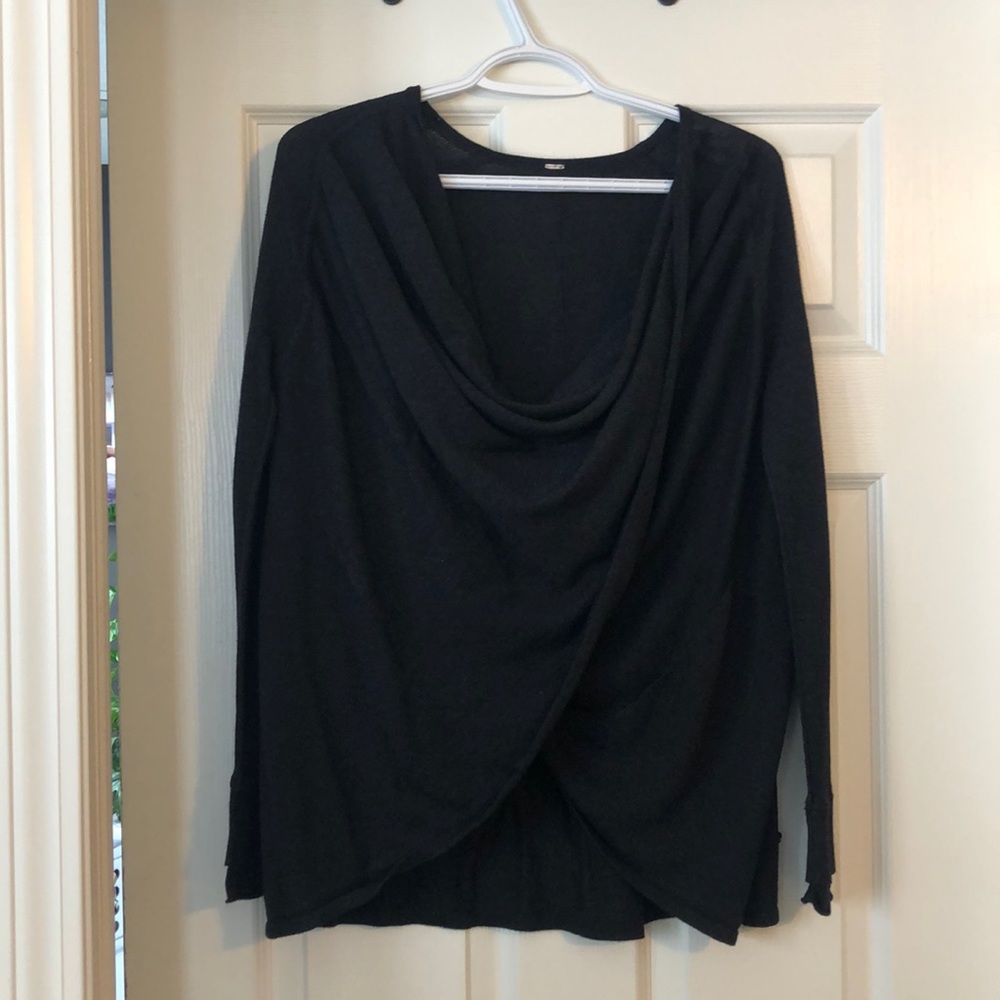 Lululemon Twist & Wrap Knit Sweater Size 6 Heathered Black